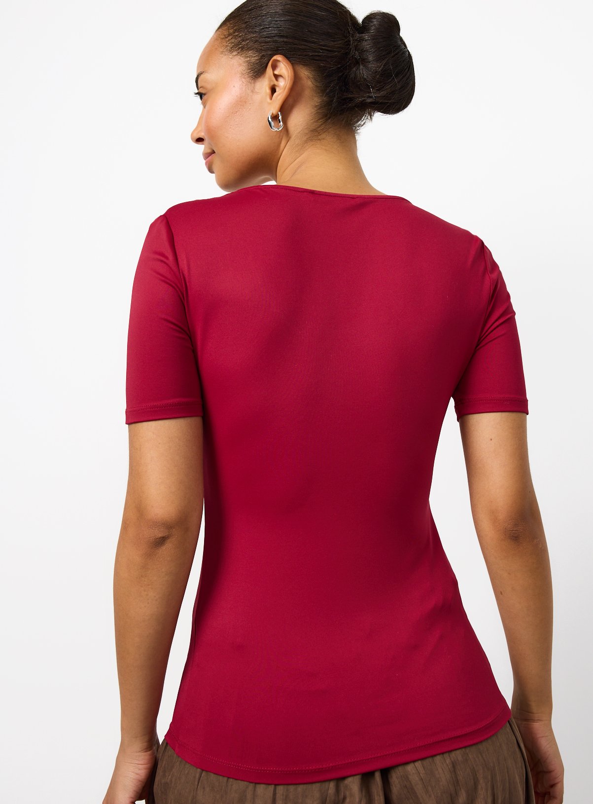 Berry Red Polyamide Slim Fit Scoop Neck T-Shirt 22 - Image 4 thumbnail